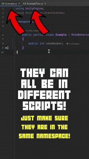 Explaining the "partial" Keyword in Unity C# in 60 seconds | Short Intermediate Tutorial #shorts
