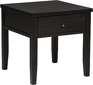 Coaster Home Furnishings - Concord - Wood - Square End Table with Planked Wood Top, Louvered Drawer and Metal Knobs - Living Room - 24-Inch - Distressed Java - 710577
