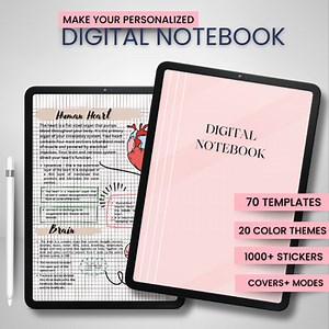 Digital Notebook | Hyperlinked Notebook | 20 Color Themes | Notebook Templates |