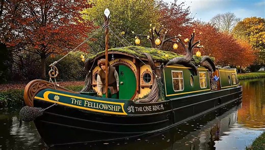 Lord of the rings narrowboat on the British Waterways. #lordoftherings #narrowboat #canalboat #boating #british | Canal Boats