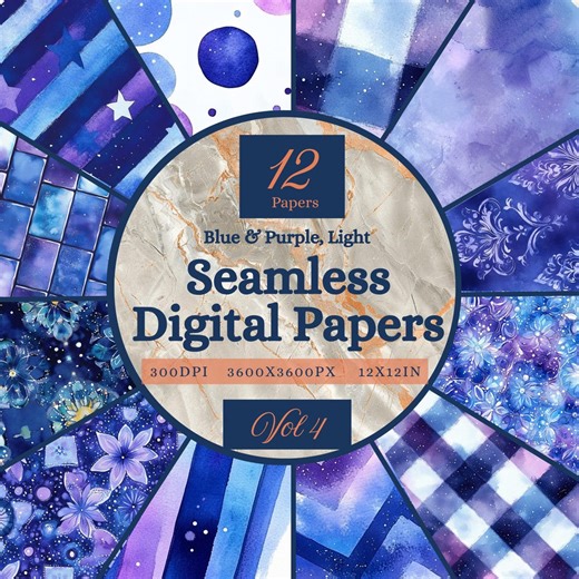 Blue & Purple Seamless Square Printable Paper, Light Fabric Textures, Volume 4 (digital Download) - Etsy