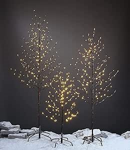 Lightshare Set of 3 Star Light Trees Christmas Decorations, Including 3 feet, 5 feet, and 6 feet, Warm White Christmas Tree, Brown Branch