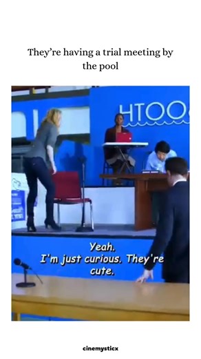 CINEMYSTIC on Instagram: "This scene from Community is a masterclass in absurdist humor, grounding a high-stakes legal drama parody in the most ridiculous setting possible: a damp, echoey campus swimming pool. Visually, the comedy comes from the stark contrast between the "serious" courtroom mise-en-scène and the background activity. We see characters in professional suits and a "$6,000 judge's table" framed against swimmers doing laps and diving, completely indifferent to the trial. The lightin