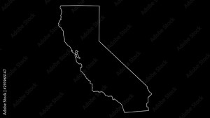 California USA federal state map outline animation