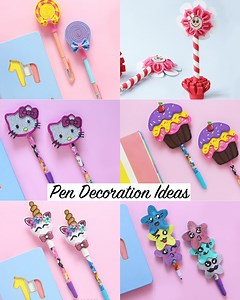 401K views · 8.6K reactions | Pen Decoration Ideas | 6 Easy DIY Pen & Pencil Decorations | Back to School Supplies #diy #diyvideo #diycraft #diytutorial #diyproject #artandcraft #pendecor #penciltopper #pendecoration #schoolcraft #craftideas #crafting #crafts #handmade #flowerpen #howto | D.I.Yay | Facebook
