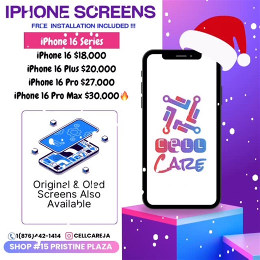 Cell Care 🇯🇲| Certified on Instagram: "📲 Premium iPhone and iPad Screen repairs (Original Screens Available), Installation included, 15-30mins ⏰ Wait Time. 📱Apple iPad Screens (Install Included): iPad Pro 12.9’ 5/6th Gen. Original Screen $50,000 iPad Pro 12.9’ 3/4th Gen. Original Screen $40,000 iPad Pro 11’ 3/4th Gen. Refub Screen $34,000 iPad Pro 11’ 3/4th Gen. Original Screen $40,000 iPad Air 4/5th Gen. Original Screen $39,000 iPad 10th Gen. Original Screen $30,000 iPad 10th Gen. Digitizer