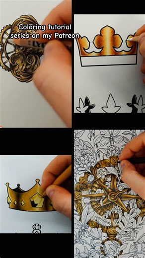 Gold coloring tutorials on my Patreon #adultcoloring #coloringtutorial
