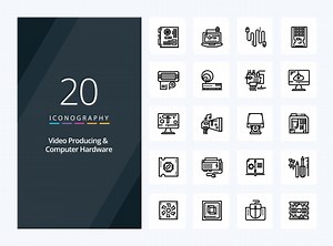 Download 20 Video Producing And Computer Hardware Outline icon for presentation for free