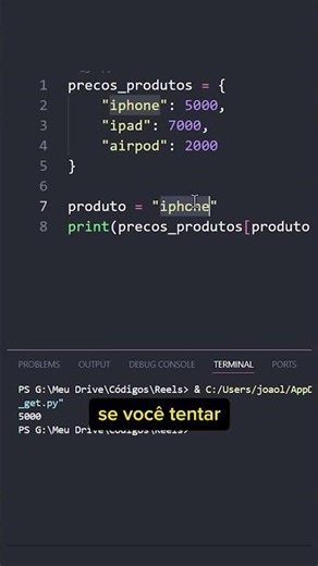 Nunca esqueça do get no Python | #shorts