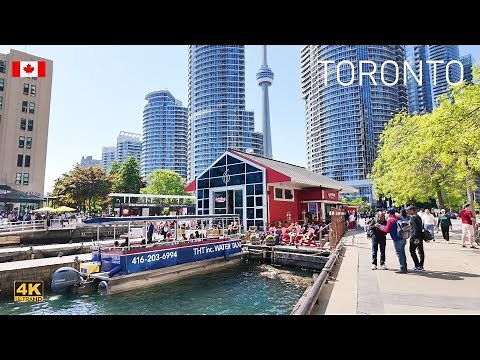 TORONTO Canada - Downtown Harbourfront Victoria Day Weekend Sunny Weather Walk 4K