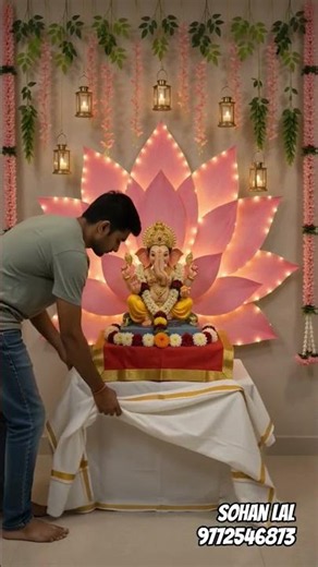🌸 Lotus Theme Ganpati Decoration 2026 🪷 | Beautiful Home Ganesh Chaturthi Decoration Ideas