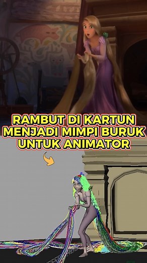 307K views · 6.5K reactions | Mimpi Buruk Editor dalam Menganimasikan Rambut di Film !!! #tangled #disney #animation #rapunzel #encanto | Imaji Sinema | Facebook