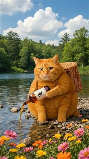 Fat Orange Cat Cooks Steamed Fish & Noodles! #catchef #animation #asmr #shorts #funny #cat