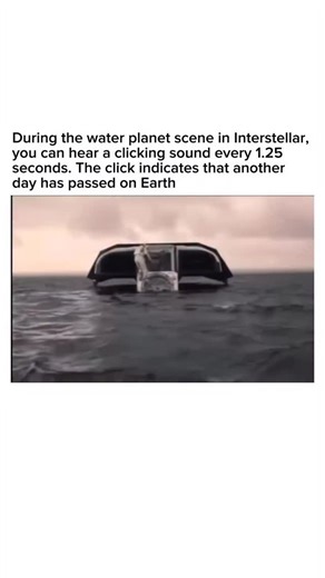 Topic Explains on Instagram: "In the water planet scene from Interstellar, a subtle clicking sound can be heard every 1.25 seconds. Each click represents a full day passing on Earth-an audible reminder of the immense time dilation caused by the planet’s proximity to a massive black hole. What feels like moments for the crew translates to years back home. Follow (us) @topicexplains for more exiting videos 🎥⚡️ DM for credits or removal (No copyright intended). All credits and rights are reserved 