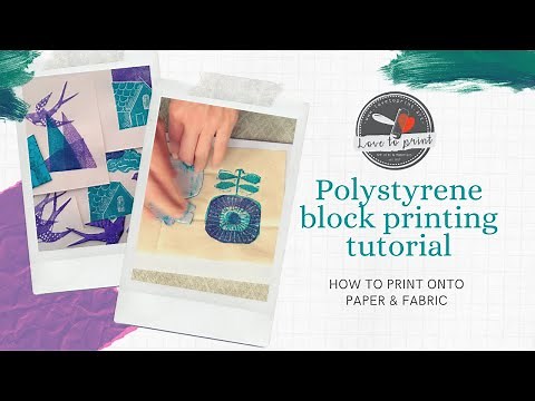 Printing with styrofoam tiles on paper and fabric