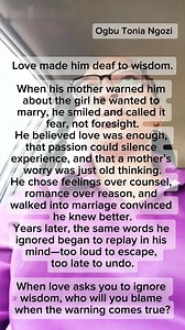He chose feelings over counsel, romance over reason, and walked into marriage convinced he knew better.🥺. #reelsviralシfb | Ogbu Tonia Ngozi
