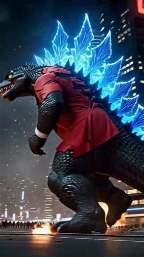 Red-Suited Godzilla Rampage: Neon City Smash