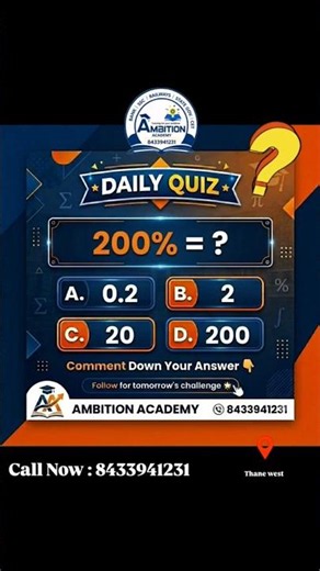 Can YOU Solve This Simple Math Quiz? 🧠 | 200% = ? | Ambition Academy