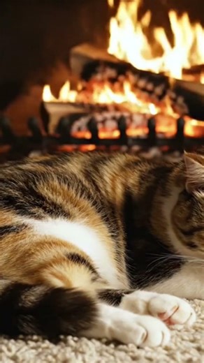 Peaceful Cat Nap with Gentle Purring and Fire Sounds #CatnapASMR #StressRelief #ASMRShorts #CatLover