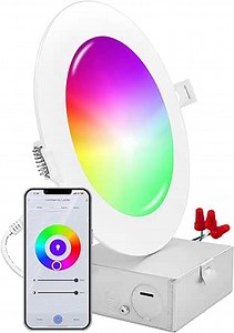 LUXRITE 6 Inch Smart LED Recessed Lighting, RGBW Color Changing, WiFi App and Voice Control, Compatible with Alexa and Google Home, No Hub Required, 13W 1000LM, CRI 90, IC Rated, Wet Rated