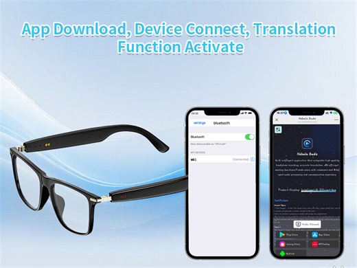 AI Smart Glasses for Men & Women, AI-Powered By Translation, Noise Reduction, Open Ear Audio Mic & Speakers, Translation Glasses with Color-Change Lenses, Support 169 Languages, Business/Travel(Brown)