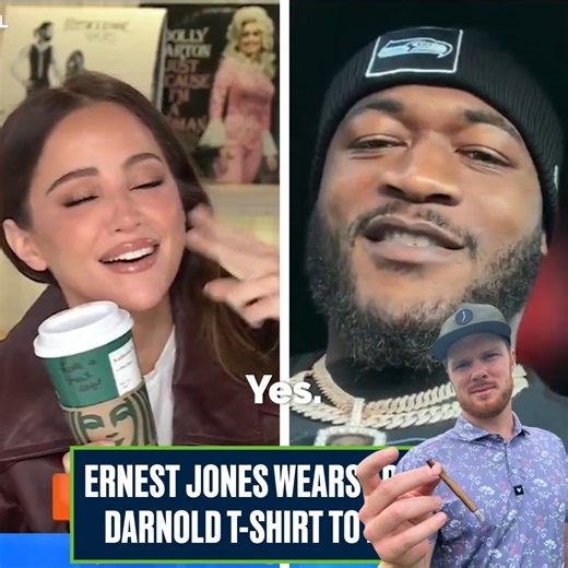 Ernest Jones is wearing an awesome Sam Darnold t-shirt during the Seattle #Seahawks Super Bowl parade, and he's giving a lot of the credit to Sam Darnold. "I've been saying it all year that's my dude man, and to come in. He gave me his blessing, he was okay with us wearing the shirts, a couple of us have them on, so. It's my guy man, thank you Sam for getting us to this bowl." 🎥: Kay Adams | Minnesota Sports Fan