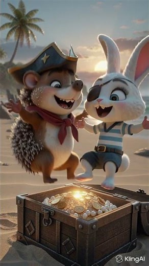 Bunny Finds Pirate Treasure on the Beach 🐰🏴‍☠️ | Cute AI Animation #shortsfeed #viralvideo #youtube
