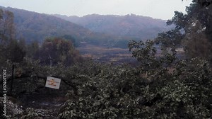 Napa, California, USA. 22 August 2020. Aerial ranch on fire in the LNU Lightning Complex Fire that ravaged the Napa, Sonoma, Lake and Solano counties.