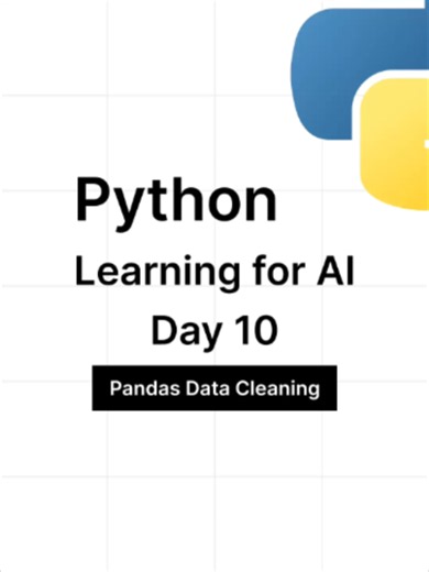 Python Learning for AI — Day 10: Pandas Data Cleaning Part 4 🐼🤖 Continue your Python Learning for AI journey with Day 10! In this lesson, you’ll learn how to transform and prepare cleaned Pandas data for AI and machine learning workflows. You’ll learn how to filter AI data, sort datasets, group data, calculate multiple statistics, select important features, and convert feature data into a NumPy array. 📌 Day 10 — Pandas Data Cleaning Part 4: • Filter AI Data • Sort AI Data • Group AI Data • Gr