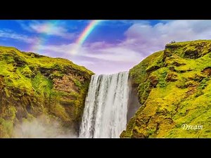 4k Cascade musique arc en ciel, Très Belle Musique Relaxante, beautiful rainbow waterfall relax