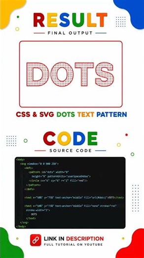 CSS & SVG Dots Pattern Text Effect Tutorial For Begineers. #css #code #html #svg #pattern #fyp #yt