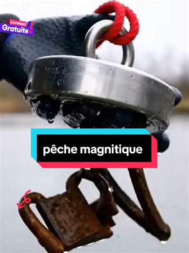 aimant de pêche avec gants, aimant de pêche magnétique puissant, outil magnétique professionnel pour la pêche, le récupérage de métal et les trésors sous-marins, kit d'aimant de pêche #peche #pecheur #detecteur #magnetique #poison