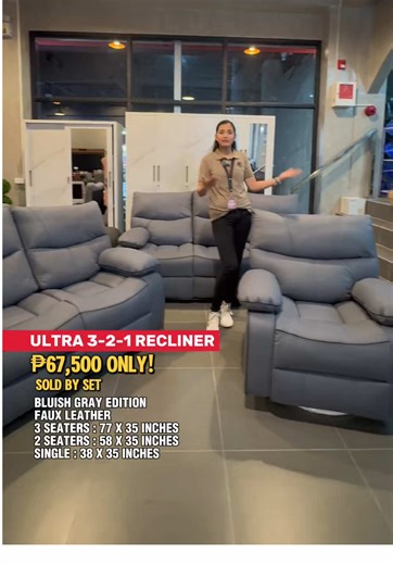 Good news! Our best-selling recliners are back in BOTH colors! Enjoy unbeatable comfort with the ✨ULTRA 3-2-1 Recliner ✨Chairs, crafted to make every seat feel like your new favorite spot. - -BEIGE AND GRAY COLOR EDITION -FAUX LEATHER -3 SEATERS : 77 X 35 INCHES -2 SEATERS : 58 X 35 INCHES -SINGLE : 38 X 35 INCHES 🛒 RESERVE NOW! - Message us Online via our FB Page: 📥 “FURNITURE DEALS PHILIPPINES” - 📍Or visit our Furniture Deals Showrooms: 📌 Furniture Deals Imus: 5595-D-PALICO IV Along E. Agu