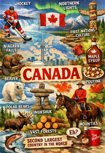 🇨🇦✨ Canada culture & facts in one picture! From maple syrup to Mounties, hockey to Northern Lights 🍁 Which fact surprised you most? 👀 Canada culture & fun facts 🇨🇦🍁 From Niagara Falls to Northern Lights ✨ #Canada #CanadianCulture #Fu #Geography #toronto