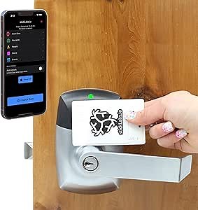 RFID Commercial Lever Door Lock, Access Control System App, Includes 2 NFC keycards (Left-Hand)