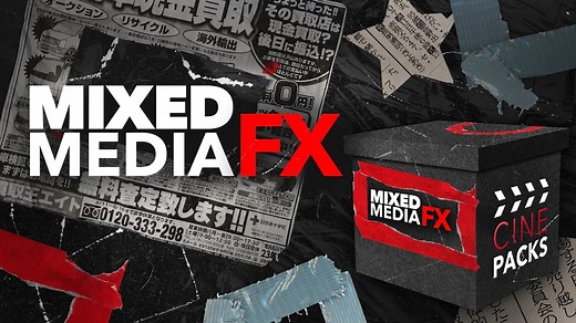 Cinepacks - Mixed Media FX 69个4K复古创意嘻哈风格、报纸、胶带、塑料胶片纹理混合媒体转场过渡特效视频素材