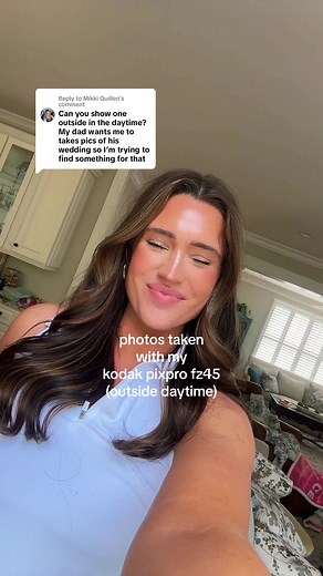 Replying to @Mikki Quillen settings: scene- portrait mode- force flash; increase exposure and saturation in lightroom app once importing to iphone camera roll 🫶🏻📸 #kodak #kodakpixprofz45 #digitalcamera