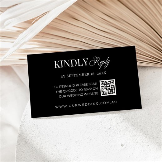 Old Money Wedding Reply Card, Luxury Rsvp Insert, Kindly Reply With QR Code, Wedding Website Card, Black and White, INSTANT DOWNLOAD - EP102 - Etsy Canada