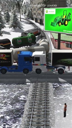 Train Turns Around in Front of Truck Collision #train #railroad #railtrack #railway