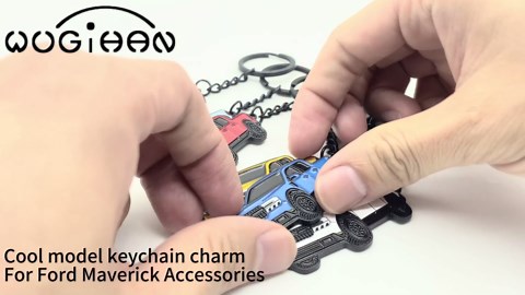 Car Keychain Charm Compatible with Ford Maverick Accessories, Metal Stainless Steel Flat Car Model Keychain for Key Decoration or as a Gift for Car Owners (White)