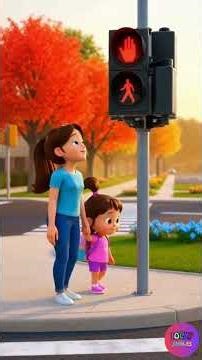 🚦 Safe Road Crossing for Kids | Mum & Daughter Learn to Wait for the Green Light | Nursery Rhyme