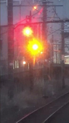 まだ暗い冬の早朝の京葉線と立体交差合流する内房線下り209系の前面展望