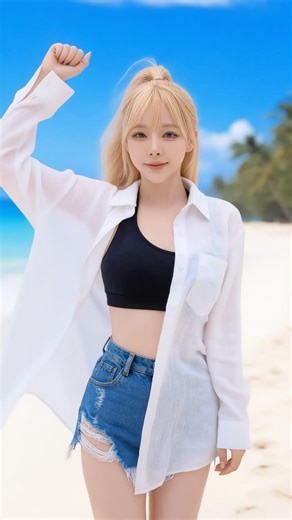 夏先取り！海辺で爽やかダンス🌊 白シャツコーデどう？