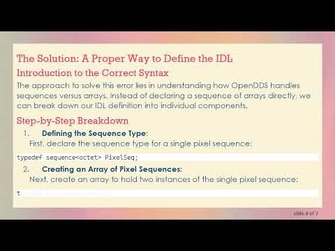 Mastering OpenDDS IDL Sequence Type for Efficient Image Processing