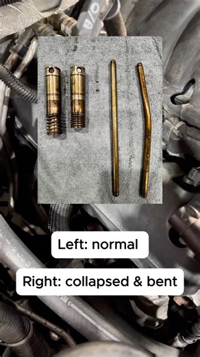Parker's Auto Service on Instagram: "If your GM engine is ticking or running rough… this might be why 👇 Collapsed lifters are extremely common on GM V8s, and they often bend the push rod too. In the pic: ✔ Good lifter + push rod ❌ Collapsed lifter + bent push rod Major repair — but very diagnosable. If your Yukon, Tahoe, Sierra, Silverado, or Escalade is making noise, we can help. Free Uber to/from the shop during service. #engine #mechanic #carcare #bostonma #autorepair"