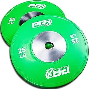 PRx Performance Color Elite Bumper Plate Pairs, Steel Center Insert with 2" Sleeve Hole, Minimal Bounce