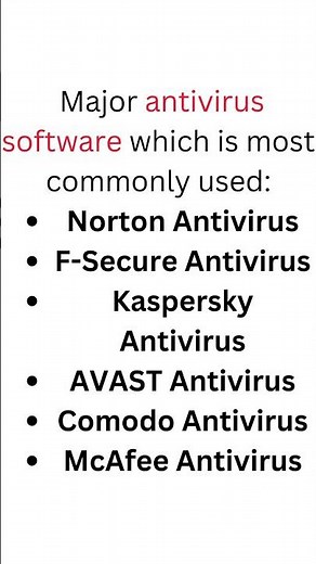 Major antivirus software | #antivirus #TYPESOFANTIVIRUSES #ict #computerknowledge