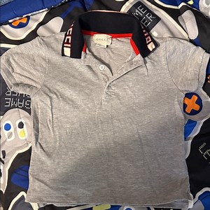 Gucci Kids Polo Shirt with Black and Red Collar
