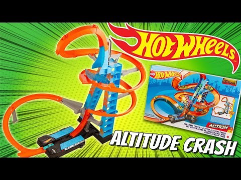 This HOT WHEELS ALTITUDE CRASH track is CRAZY!! Cascading crashes guaranteed Sky Crash Tower