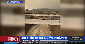 Part of 10 Freeway washes out in Riverside County